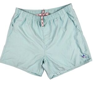 Guy Harvey Swim Trunks Men L Green Blue Marlin Fishing Board Shorts Beach Tropic